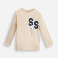 Camiseta infantil de algodão manga longa sonic bege