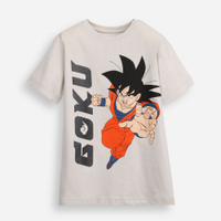 Camiseta infantil de algodão goku dragon ball cinza