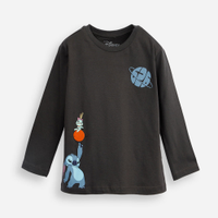 Blusa de algodão infantil manga longa stitch cinza