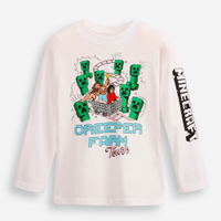 Blusa de algodão infantil creeper farm tours minecraft off white