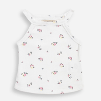 Regata de algodão infantil decote halterneck floral off white