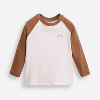 Blusa de algodão infantil manga raglan texturizada bege