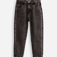 Calça mom infantil jeans com strass preta