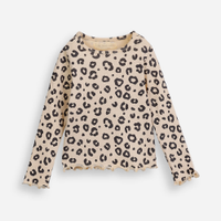 Blusa infantil de algodão animal print bege