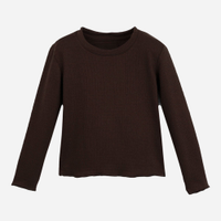 Blusa infantil manga longa texturizada com fru fru marrom