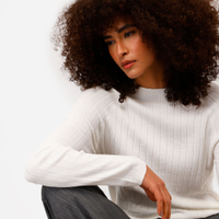 Suéter feminino de tricot canelado off white