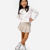 Blusa de algodão infantil manga longa com lacinho off white