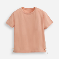 Camiseta de algodão infantil lacinho na lateral rosa