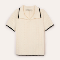 Polo infantil de tricot manga curta off white