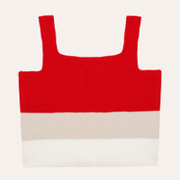 Cropped de tricot infantil listrado vermelho