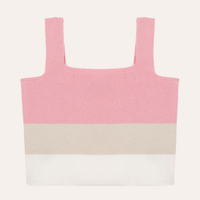 Cropped de tricot infantil listrado rosa