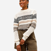 Suéter feminino de tricot listrado off white