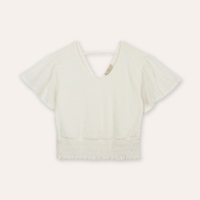 Cropped juvenil com lastex texturizado off white