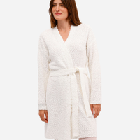Robe feminino de tricot com faixa texturizada off white