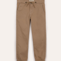 Calça de sarja infantil com cordão bege