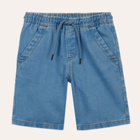 Bermuda jeans infantil cós com elástico azul