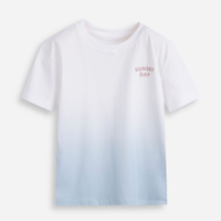 Camiseta de algodão infantil bicolor sunset day off white