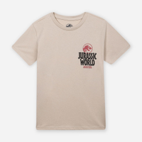 Camiseta de algodão infantil jurassic world bege