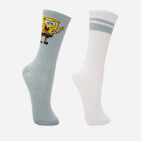 Kit de 2 meias infantis cano alto bob esponja colorida