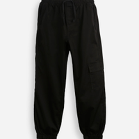 Calça jogger juvenil de sarja com bolso cargo preta