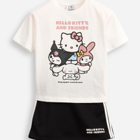 Conjunto infantil com short saia hello kitty colorido