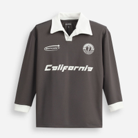 Camiseta esportiva gola polo manga longa cinza