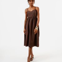 Vestido feminino midi godê marrom