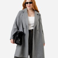 Casaco trench coat feminino texturizado plus size cinza