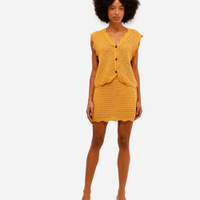Minissaia feminina de tricot vivi olimo amarela