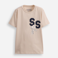 Camiseta de algodão infantil sonic bege