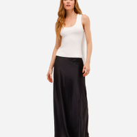Saia midi feminina acetinada preta