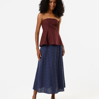 Saia midi evasê feminina de laise azul