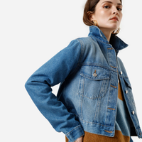 Jaqueta cropped feminina jeans azul