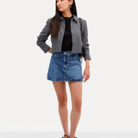Minissaia feminina jeans yan acioli azul