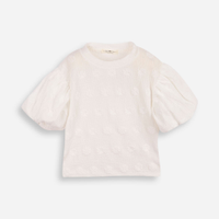 Blusa infantil manga bufante texturizada floral off white