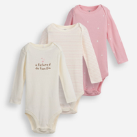 Kit de 3 bodies infantis de algodão - multicor