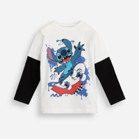 Camiseta infantil de algodão stitch off white