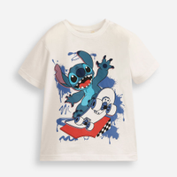 Camiseta infantil de algodão stitch off white