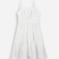 Vestido curto juvenil com alças finas off white