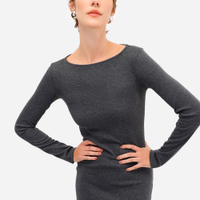 Vestido midi feminino manga longa texturizado cinza