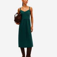 Vestido midi de viscose decote coração verde