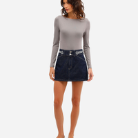 Minissaia feminina jeans com brilhos azul