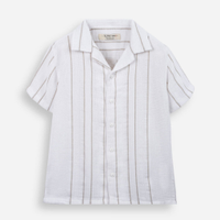 Camisa infantil de algodão manga curta listrada off white