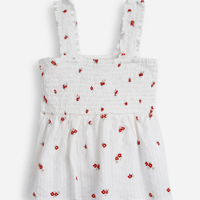 Blusa infantil de algodão com franzida floral off white