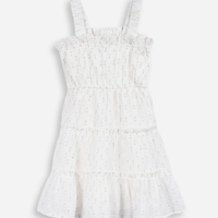 Vestido infantil com algodão e lurex texturizado off white