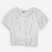 Blusa infantil de laise manga curta off white