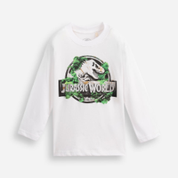 Camiseta infantil manga longa jurassic world off white