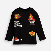 Camiseta infantil de algodão divertidamente preta