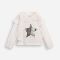 Blusa infantil texturizada com babado off white