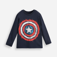 Camiseta infantil de algodão capitão américa azul